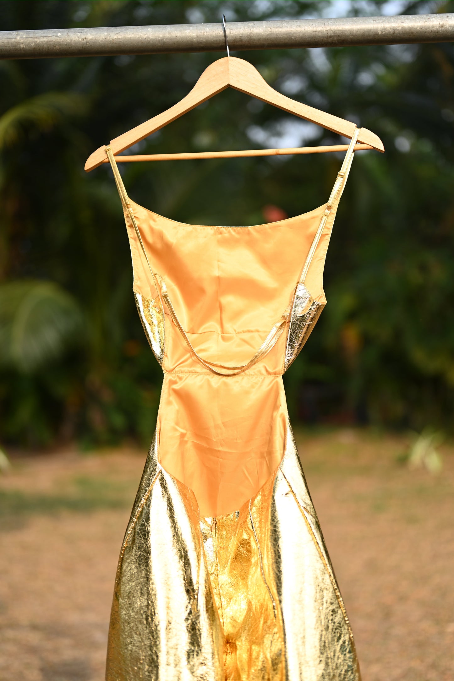 Golden Leather Maxi Dress