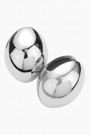 Metallic Simple Knobs Earrings (Silver)