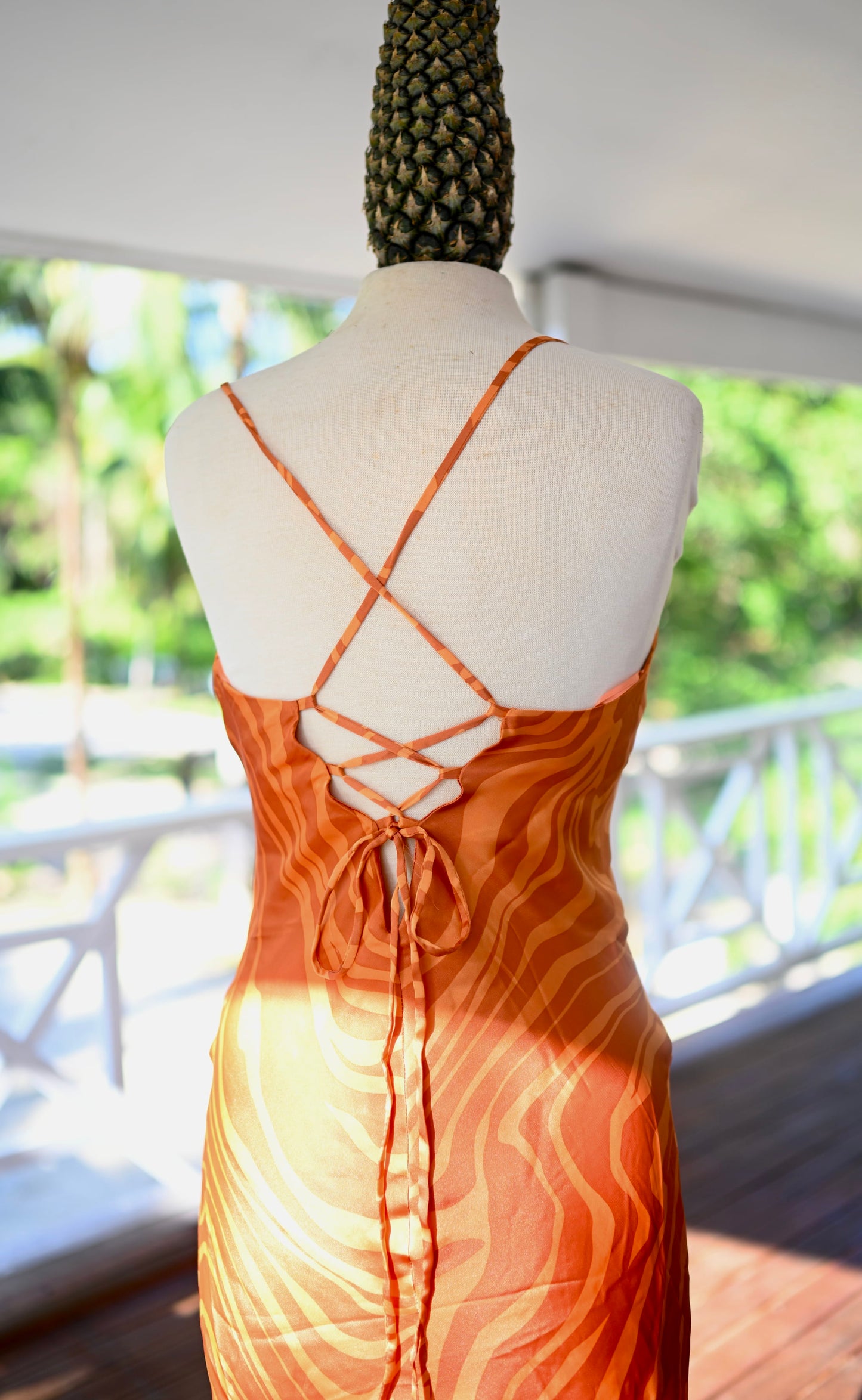 Retro Caribbean Midi Dress (Tangerine)