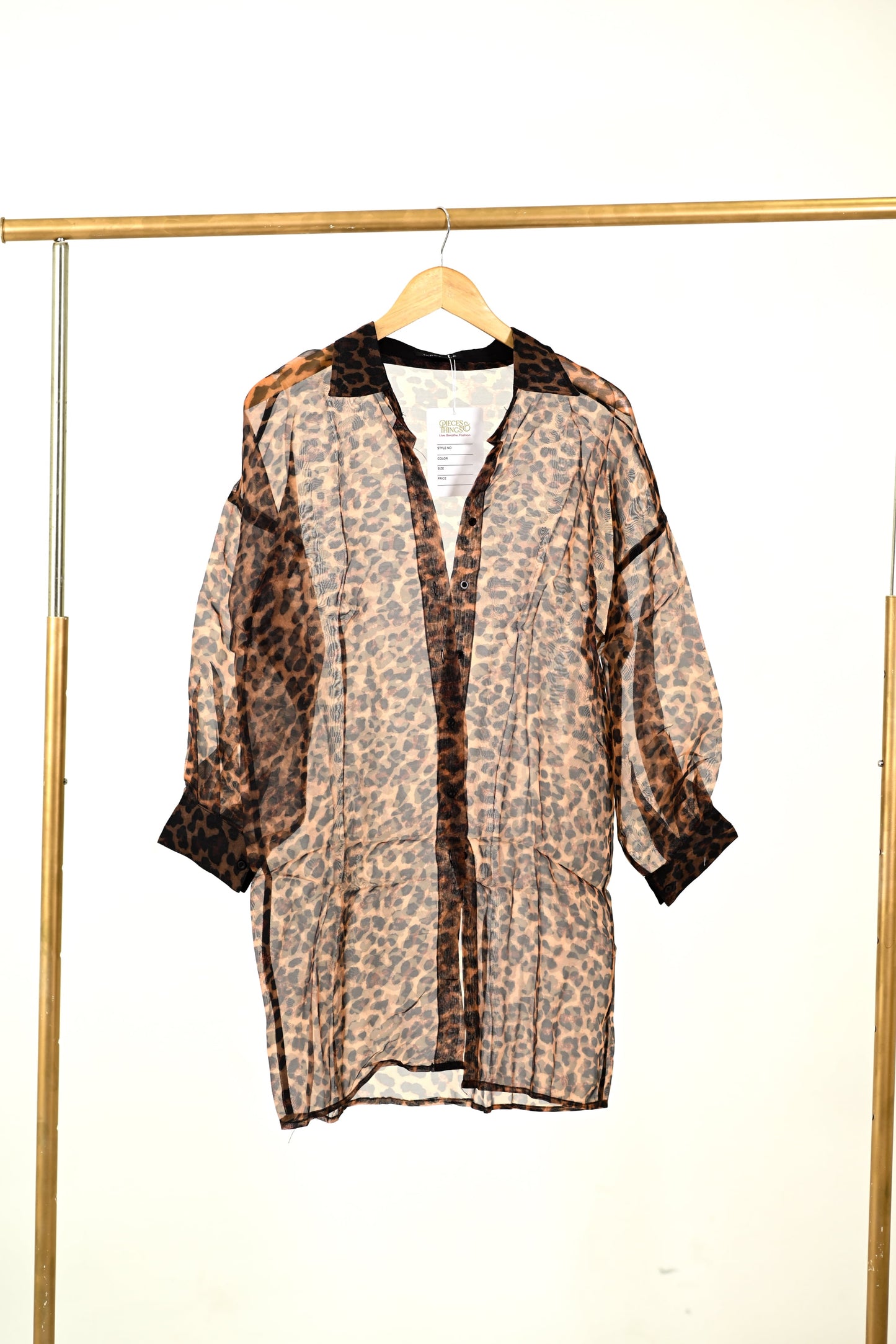 Vivica Leopard Sheer Oversized Blouse