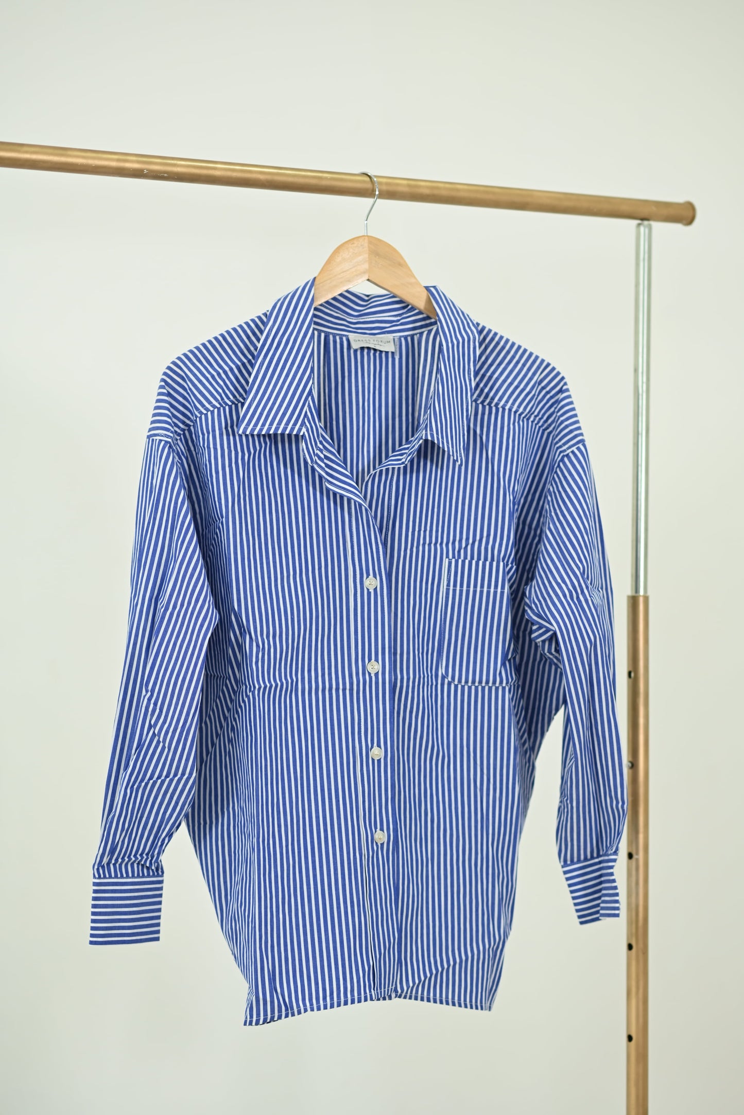 Oxford Striped Button Down Blouse