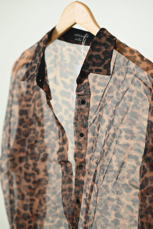 Vivica Leopard Sheer Oversized Blouse