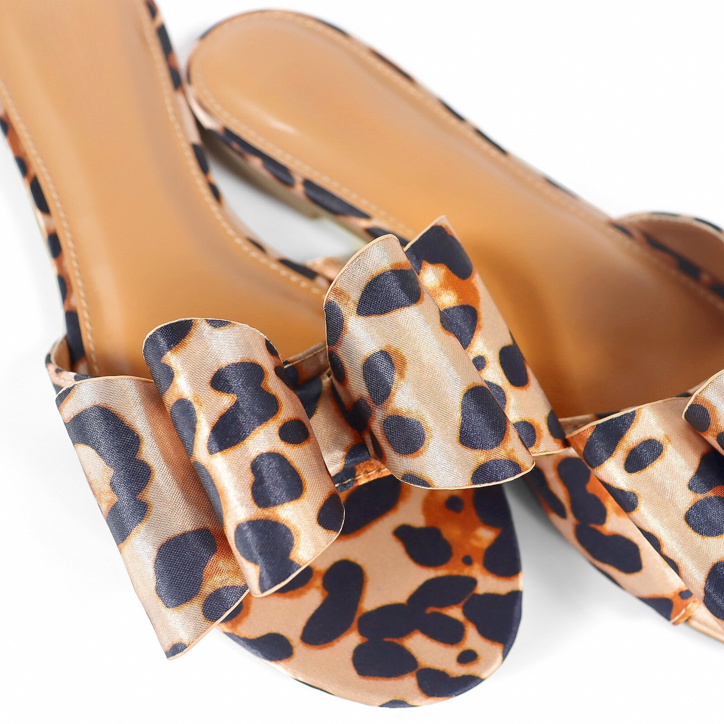 Leopard Bows Satin Sandals (Estimated Arrival July 1st, 2024)