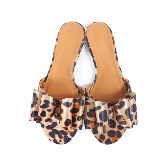 Leopard Bows Satin Sandals (Estimated Arrival July 1st, 2024)