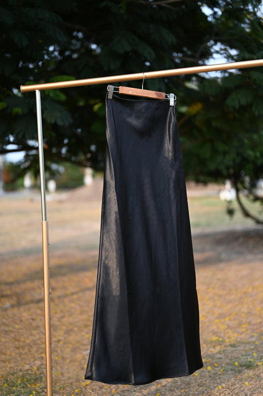 Duchess Black Satin Maxi Skirt